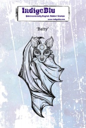 Batty A6 Red Rubber Stamp by Kay Halliwell-Sutton